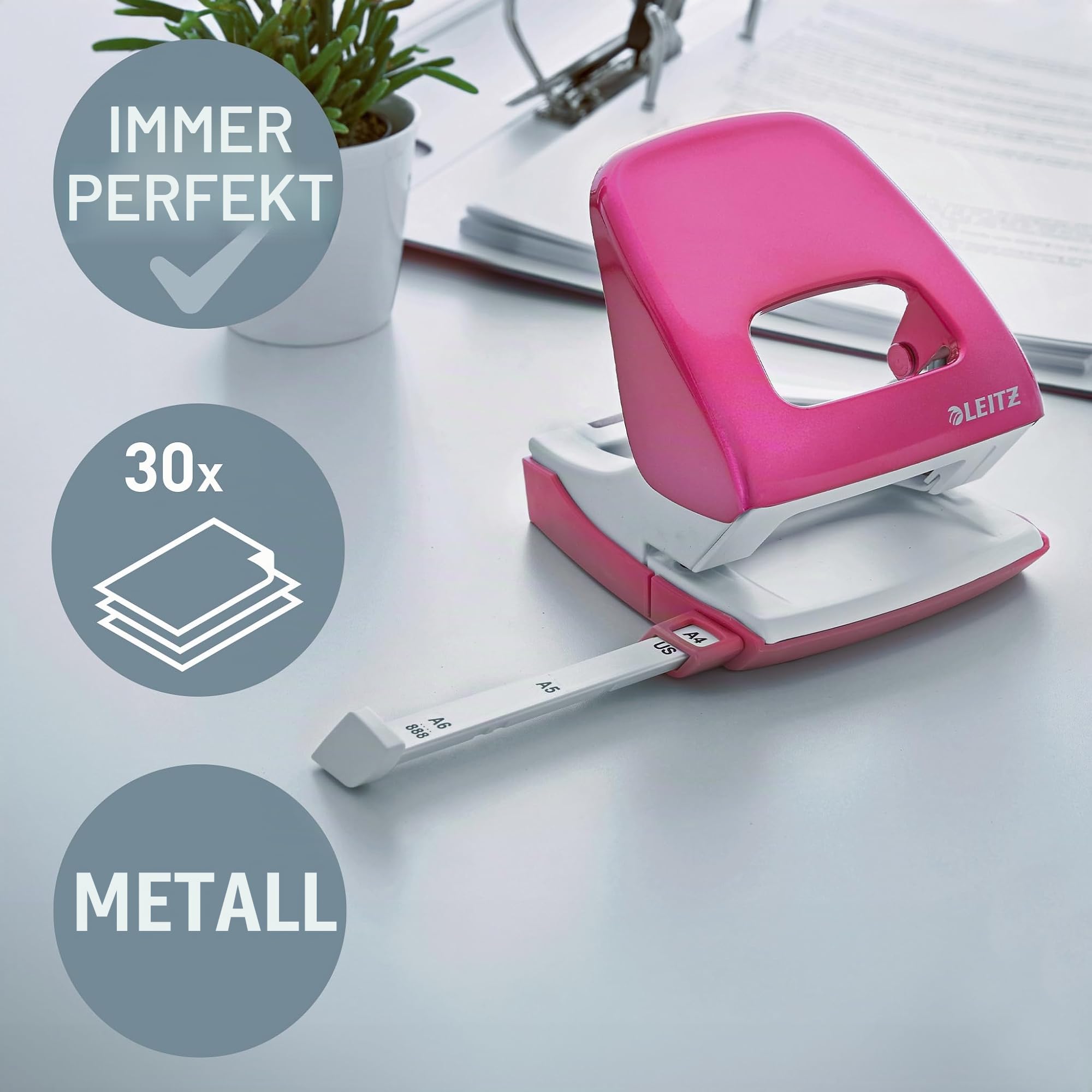 leitz-wow-b-ro-locher-metall-pink-30-blatt-50081023 image 2