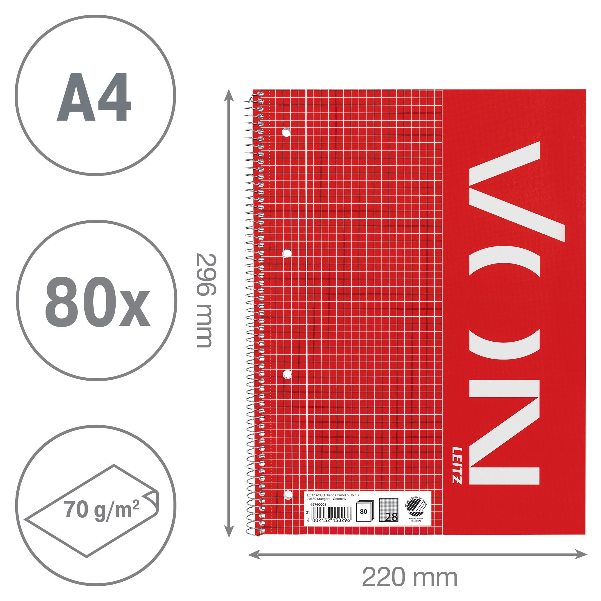 leitz-von-collegeblock-a4-kariert-mit-doppelrand-5er-pack-45740001 image 2