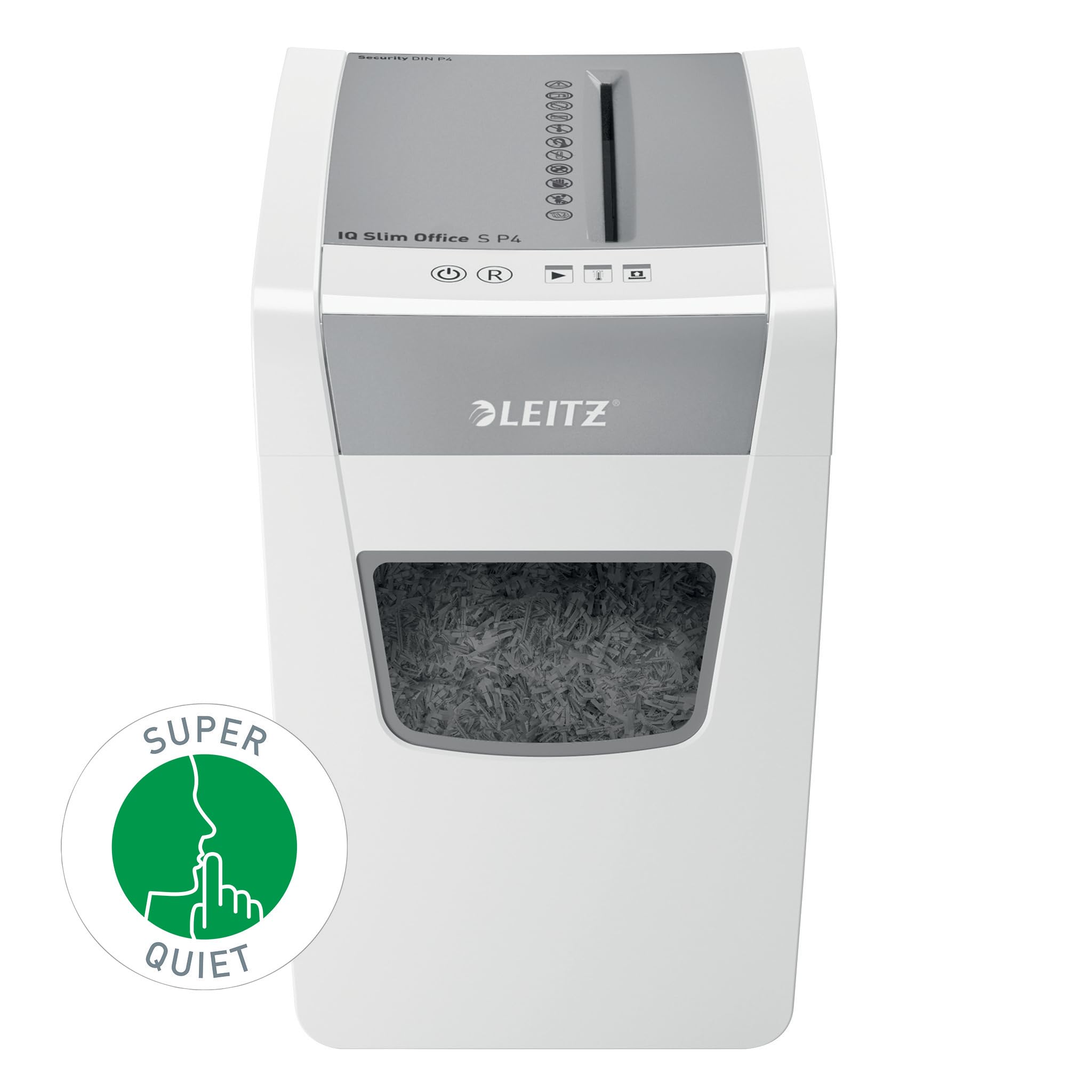 leitz-iq-aktenvernichter-office-s-slim-p4-wei-partikelschnitt-23l image 2