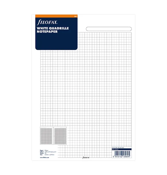 filofax-notizpapier-wei-kariert-a4-20-blatt-5-mm image 1