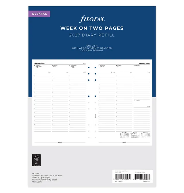 filofax-kalendereinlage-deskfax-2027-1-woche-2-seiten-englisch image 1