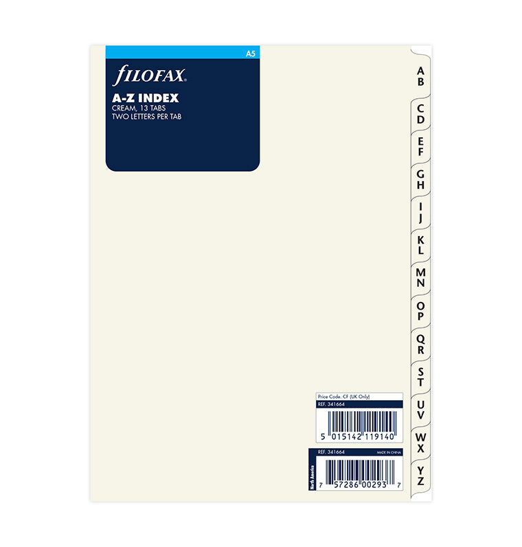 filofax-a-z-register-cream-a5-alphabet-register image 1