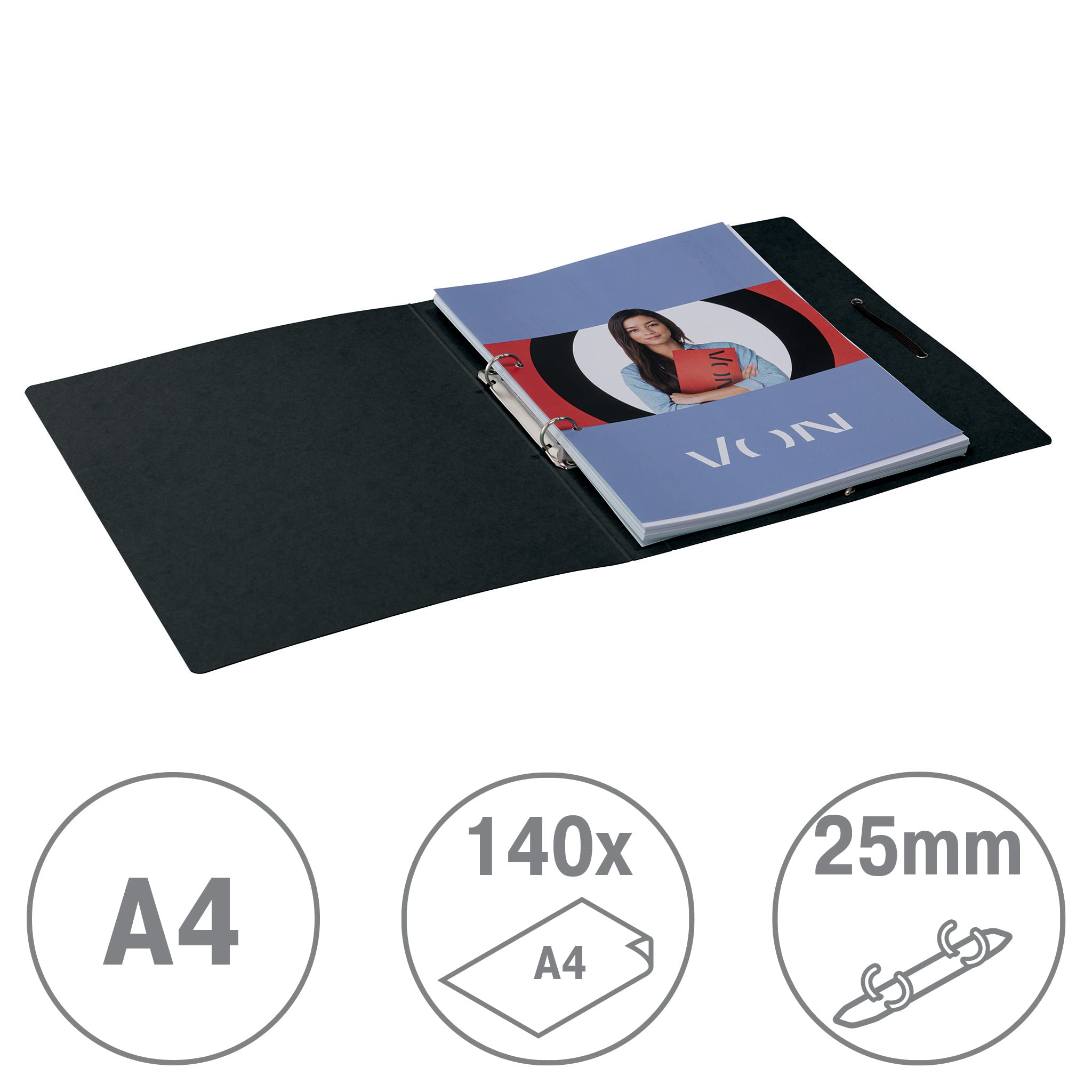 von-leitz-ringbuch-a4-5er-pack-mit-2-ringen-und-gummiband-schwarz-30120095 image 2
