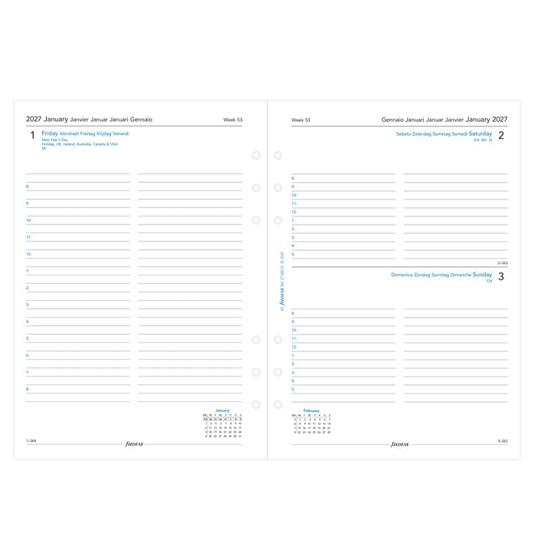 filofax-kalendereinlage-1-tag-1-seite-multilingual-a5-2027 image 4