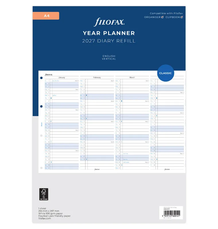 filofax-jahresplaner-englisch-a4-2027-leporello-kalendereinlage image 1