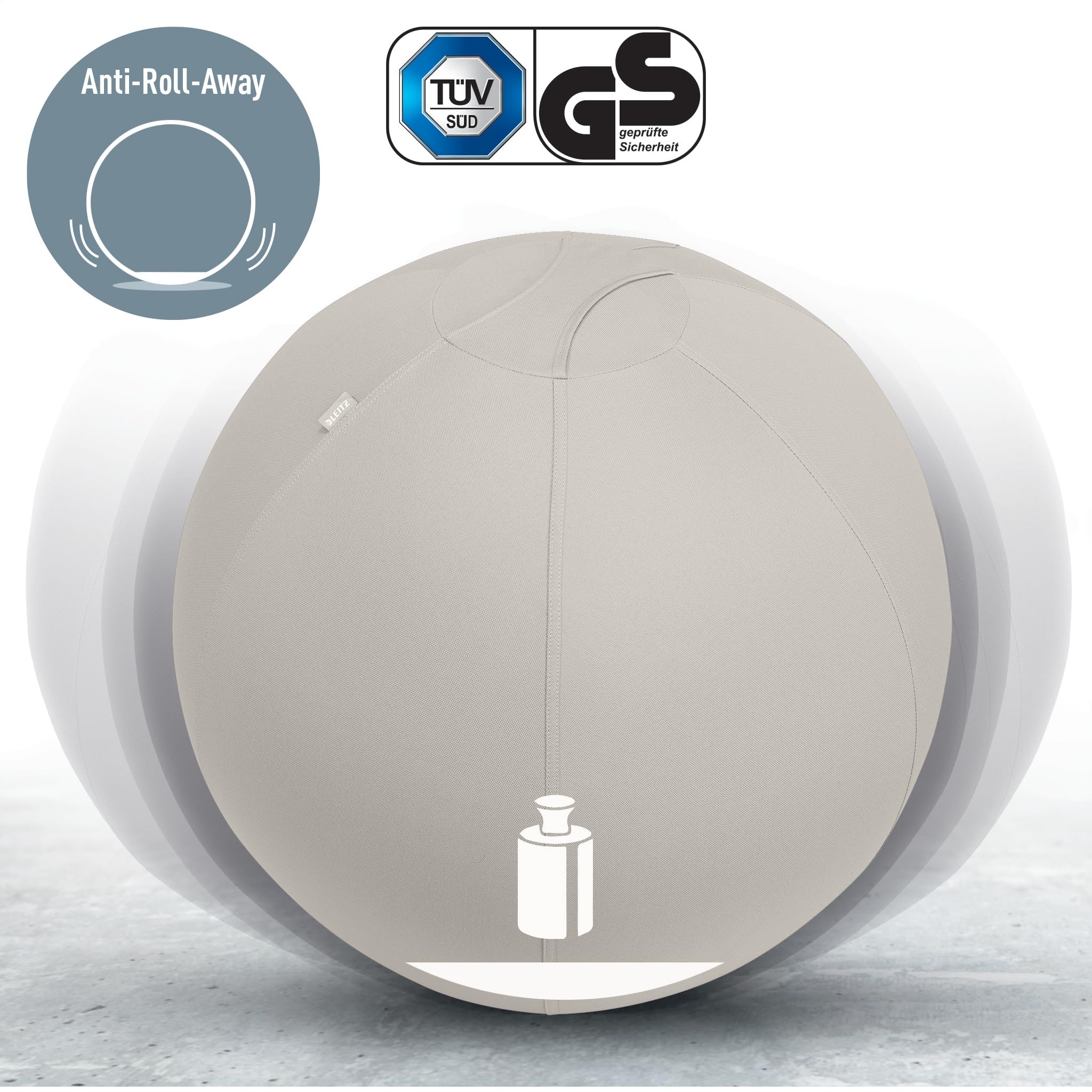 leitz-ergo-active-sitzball-65-cm-mit-stoffbezug-und-pumpe-hellgrau-65420085 image 4