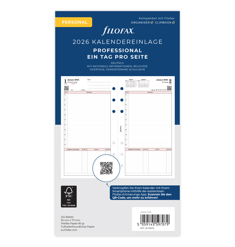 filofax-professional-kalendereinlage-2026-personal-1-tag-1-seite-deutsch-68474 image 1