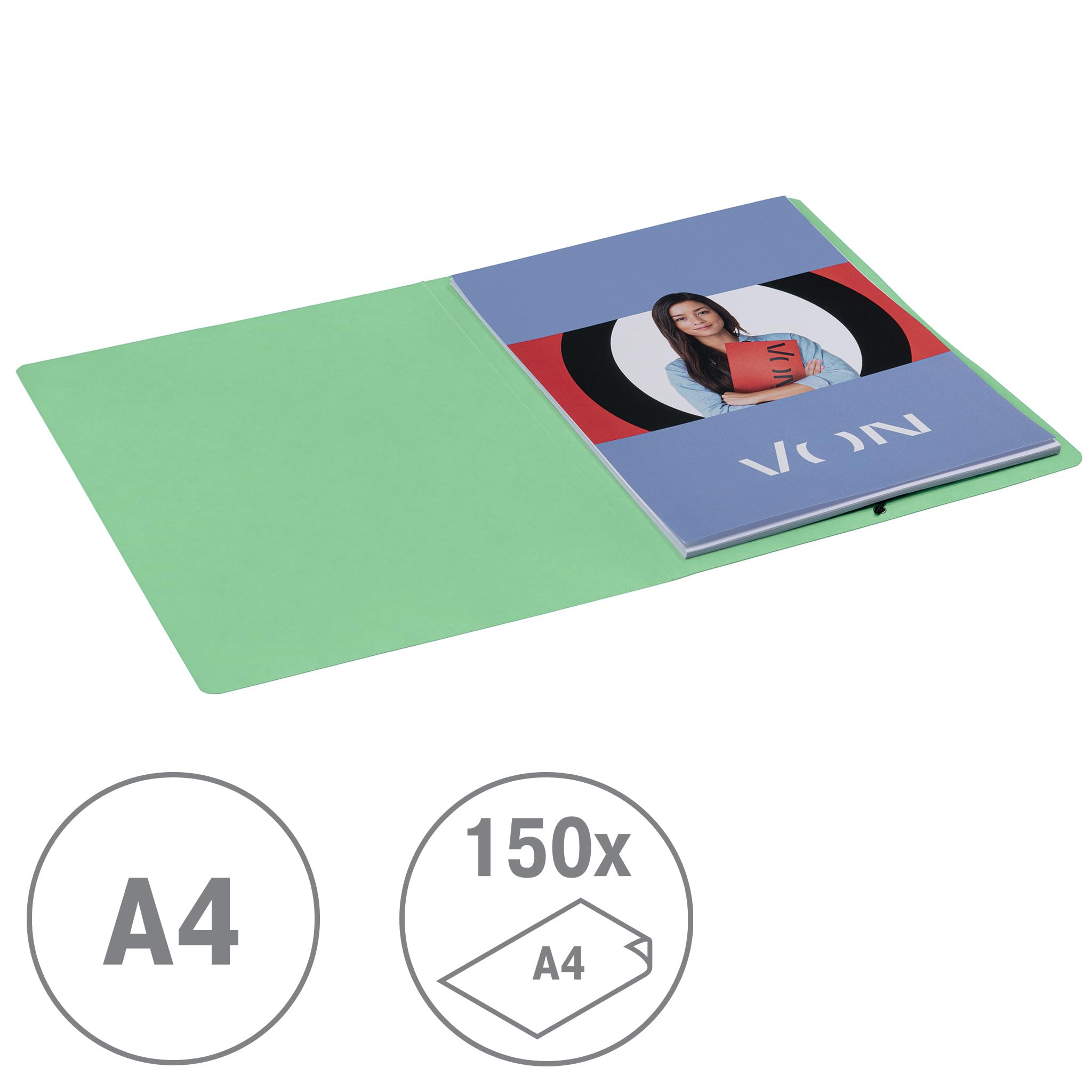 leitz-von-dokumentenmappe-a4-mit-gummiband-karton-f-r-150-blatt-5er-pack-mintgr- image 2