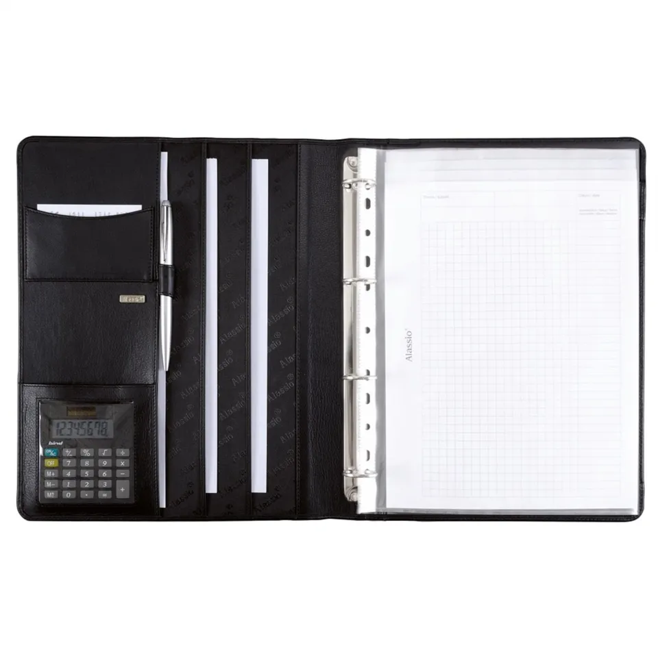 alassio-ringbuchmappe-a4-cremona-ii-mit-taschenrechner-aus-nappaleder-in-schwarz image 1