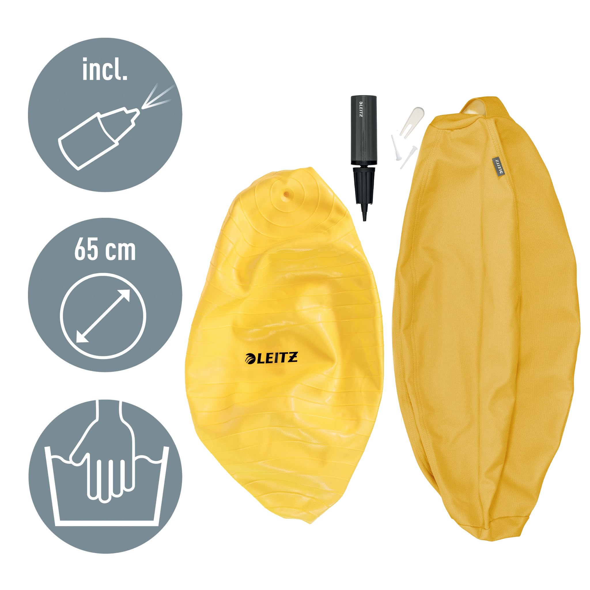 leitz-ergo-cosy-sitzball-65-cm-gelb-mit-bezug-und-pumpe-52790019 image 6