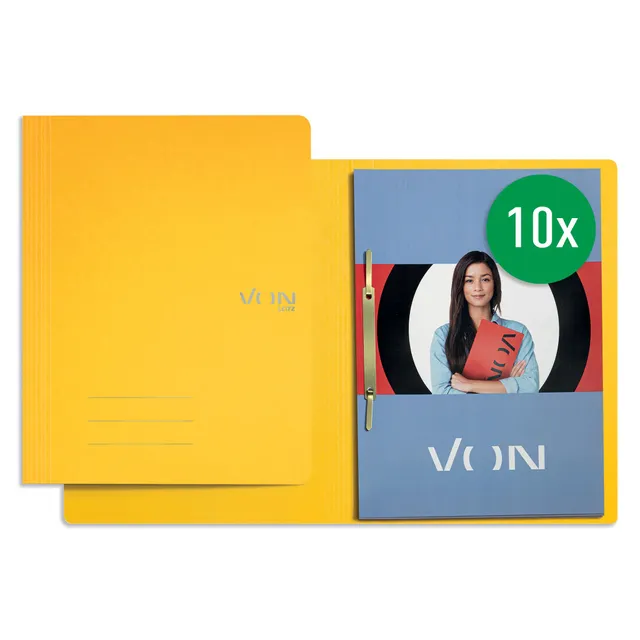 von-leitz-schnellhefter-a4-karton-335g-m-gelb-10er-pack-f-r-250-blatt image 1