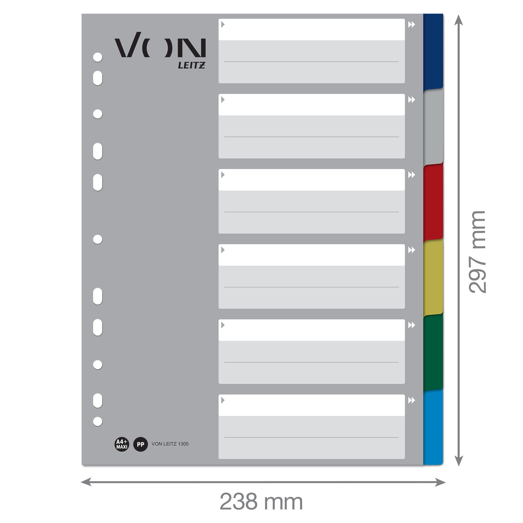 von-leitz-10er-pack-6-teiliges-register-a4-maxi-pp-mehrfarbig-11-loch-universal image 5