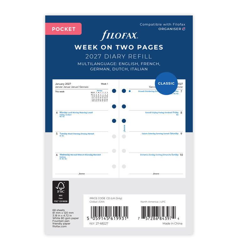 filofax-kalendereinlage-1-woche-2-seiten-multilingual-pocket-2027 image 1