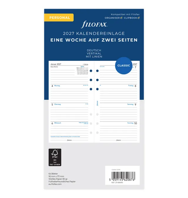 filofax-personal-kalendereinlage-2027-1-woche-2-seiten-deutsch image 1
