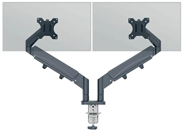 leitz-ergo-platzsparender-doppel-monitor-arm-f-r-2x-bis-32-zoll-vesa-75-100-grau image 1
