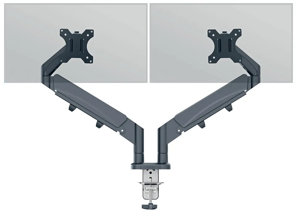 leitz-ergo-platzsparender-doppel-monitor-arm-f-r-2x-bis-32-zoll-vesa-75-100-grau image 1