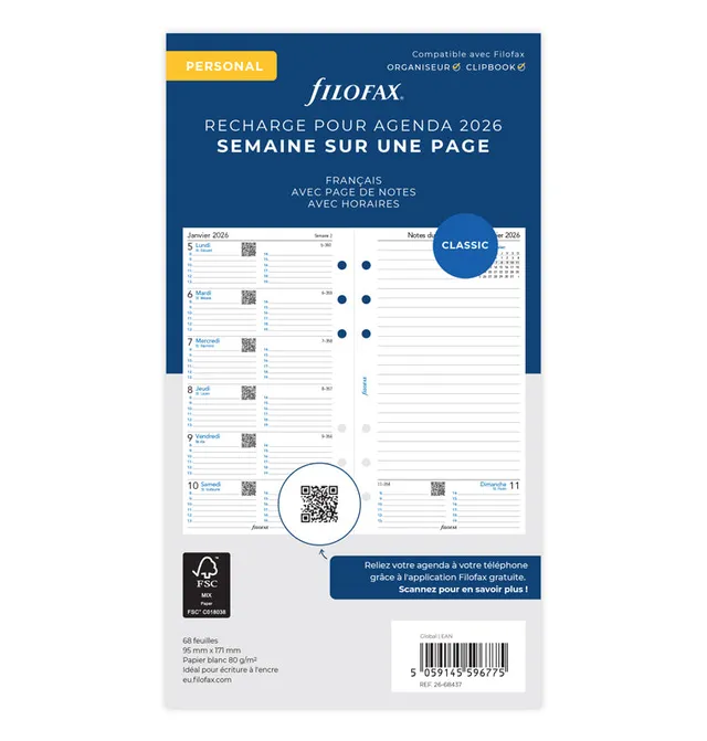 filofax-kalendereinlage-personal-2026-1-woche-1-seite-notizen-franz-sisch image 1