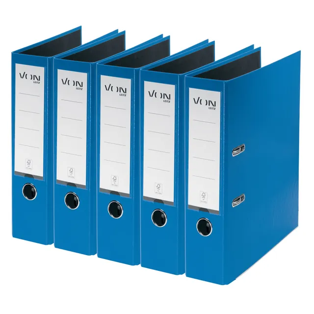 von-leitz-ordner-a4-5er-pack-80-mm-f-r-600-blatt-blau-10551035 image 1