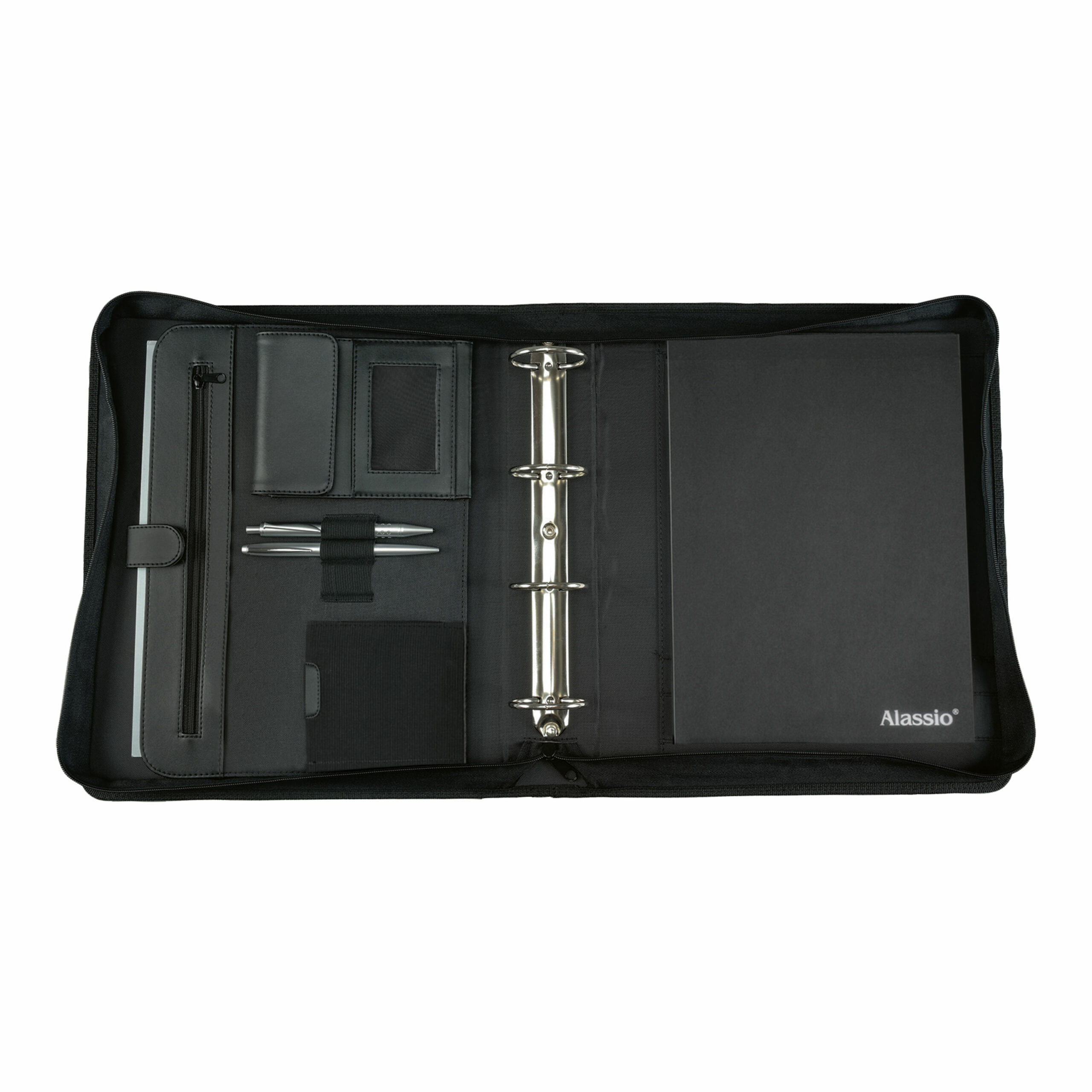 alassio-tagungsmappe-a4-osi-in-schwarz-mit-50-mm-ringmechanik-und-tragegriff image 1