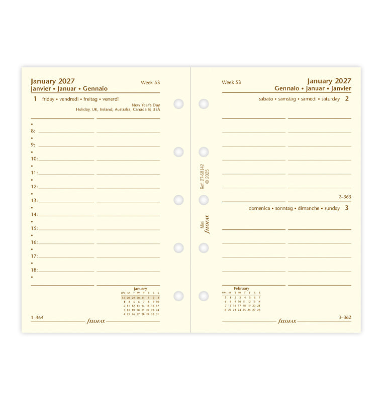 filofax-tageskalender-1-tag-1-seite-mini-2027-multilingual-cotton-cream image 4