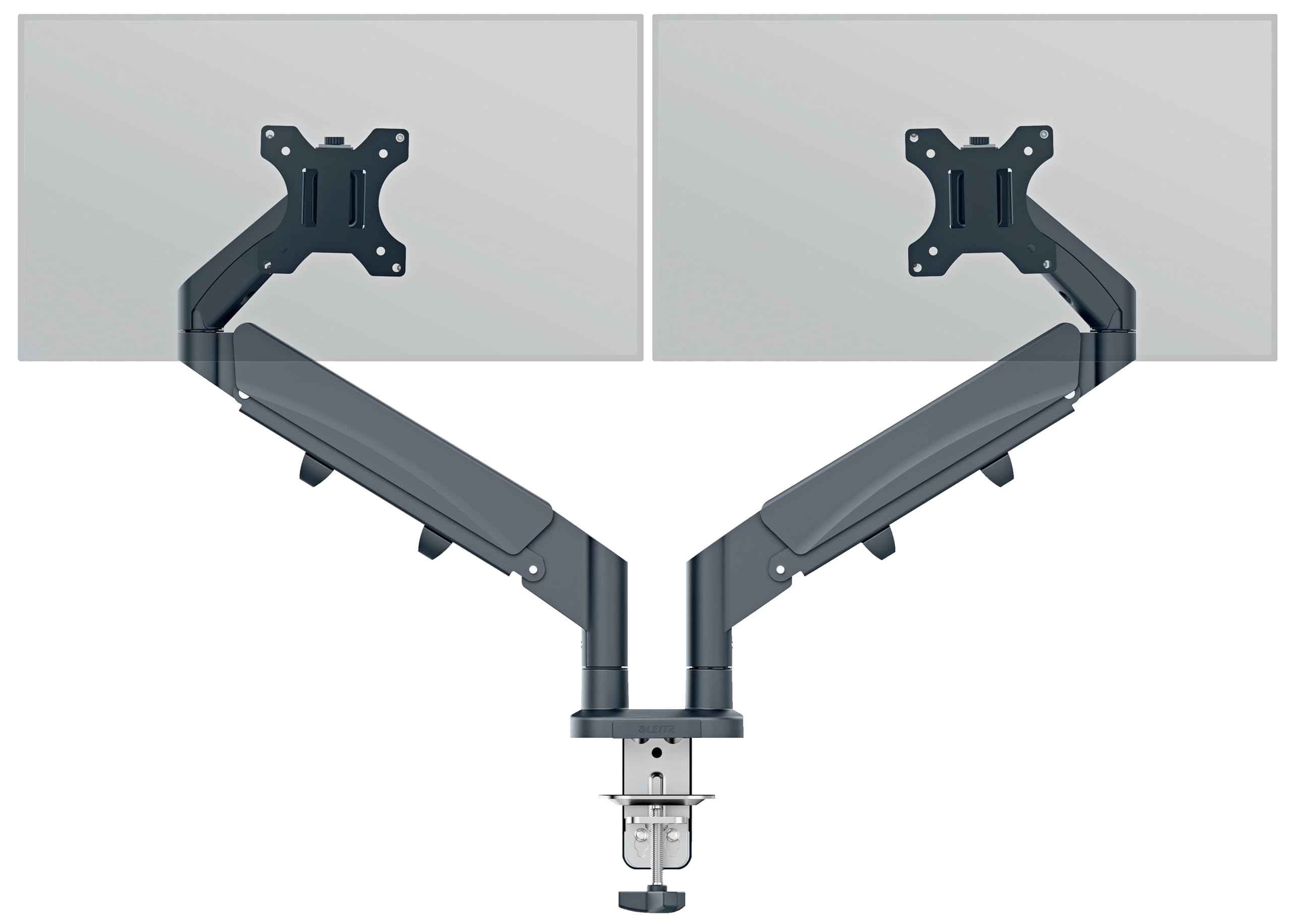 leitz-ergo-platzsparender-doppel-monitor-arm-f-r-2x-bis-32-zoll-vesa-75-100-grau image 1