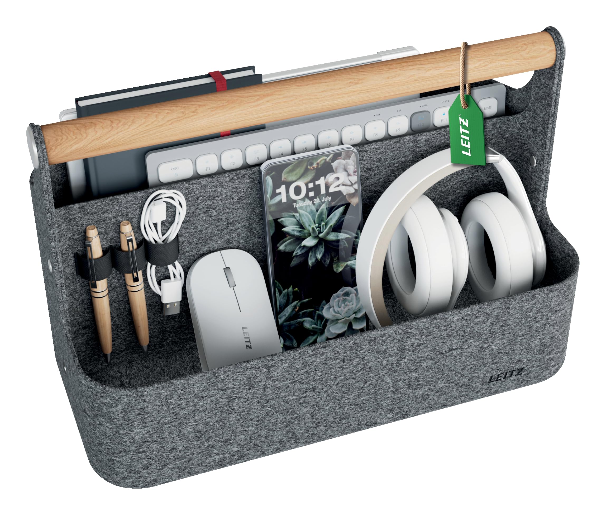 leitz-schreibtisch-organizer-mit-griff-filz-dunkelgrau-38-cm image 1