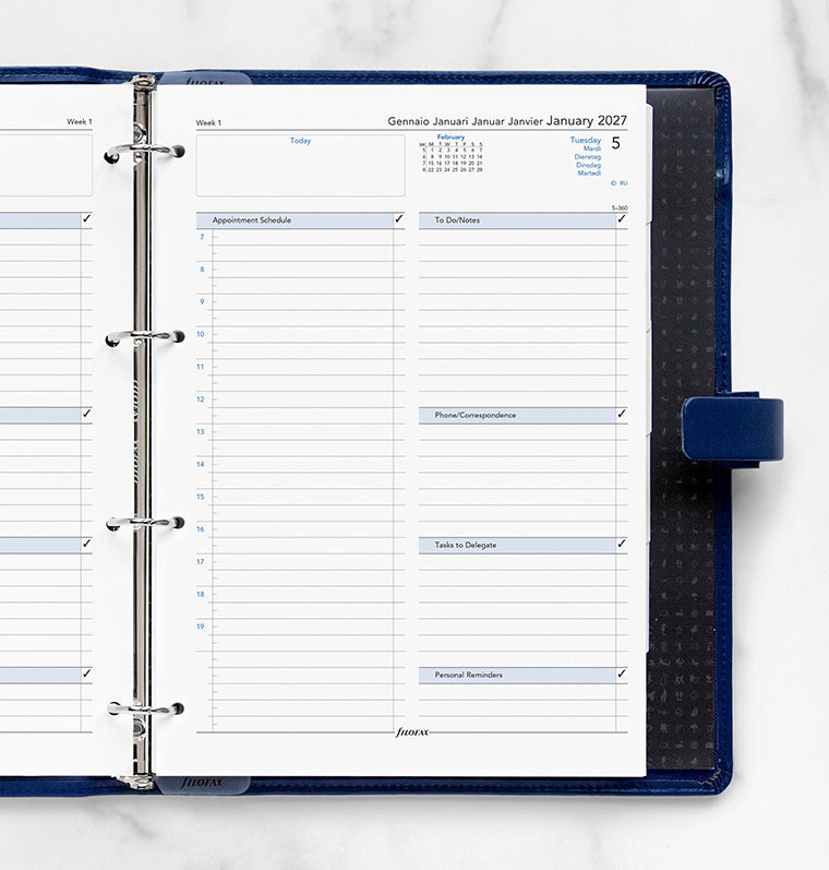 filofax-kalendereinlage-2027-1-tag-1-seite-a4-multilingual image 2