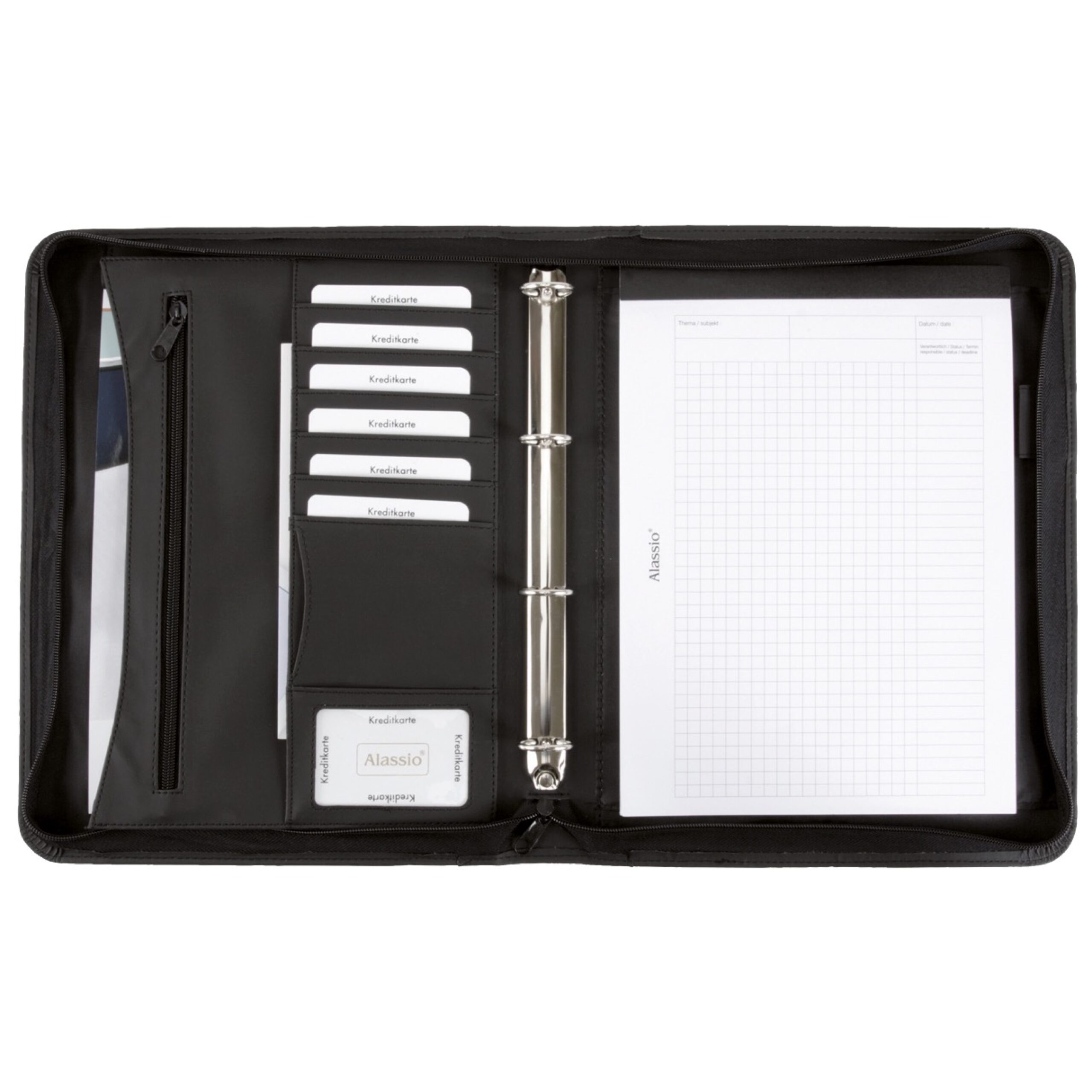 alassio-office-set-ringbuchmappe-a4-schwarz-aus-lederimitat-mit-taschenrechner image 1