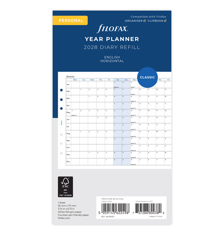 filofax-jahresplaner-englisch-personal-2028-leporello-kalendereinlage image 1
