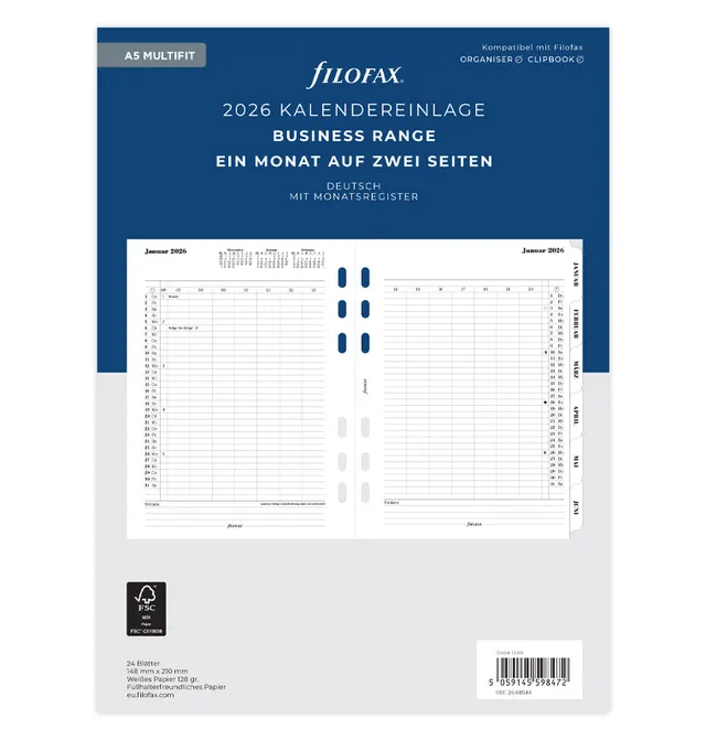 filofax-kalendereinlage-1-monat-2-seiten-deutsch-a5-2026 image 1