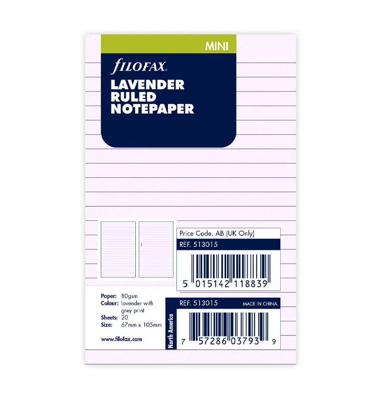 filofax-notizpapier-lavendel-liniert-mini-einlage image 1