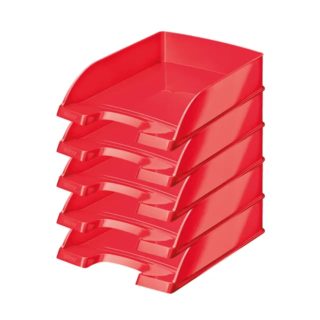 leitz-wow-briefkorb-a4-5er-pack-stapelbare-briefablage-rot-premium image 1