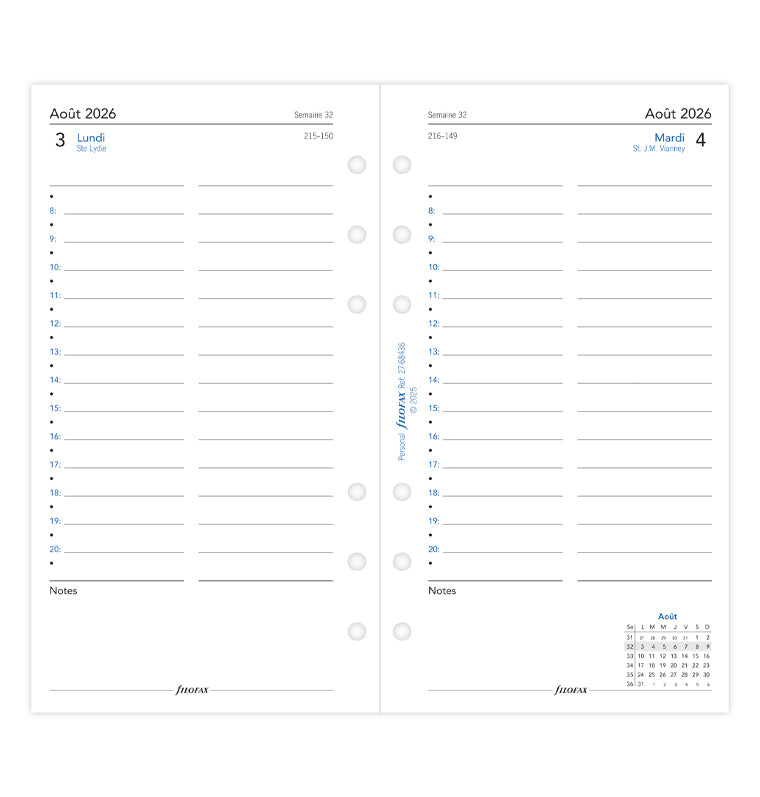 filofax-kalendereinlage-1-tag-1-seite-franz-sisch-akademisch-personal-2026-2027 image 4
