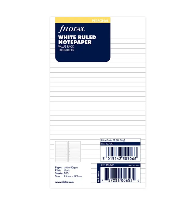filofax-notizpapier-wei-liniert-vorteilspack-100-blatt-personal image 1