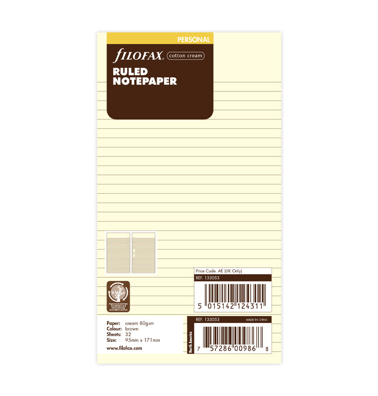 filofax-notizpapier-cotton-cream-liniert-personal-20-blatt image 1