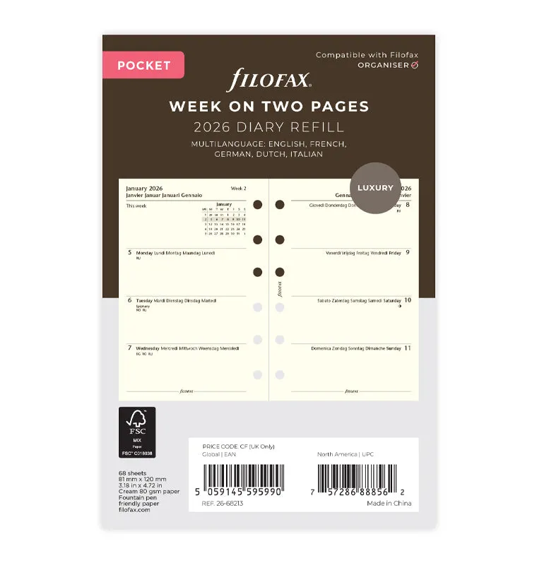 filofax-kalendereinlage-pocket-2026-1-woche-2-seiten-multilingual image 1