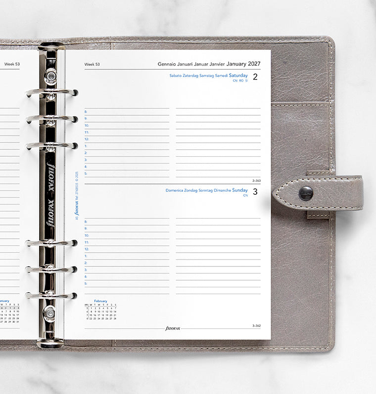 filofax-kalendereinlage-1-tag-1-seite-multilingual-a5-2027 image 2