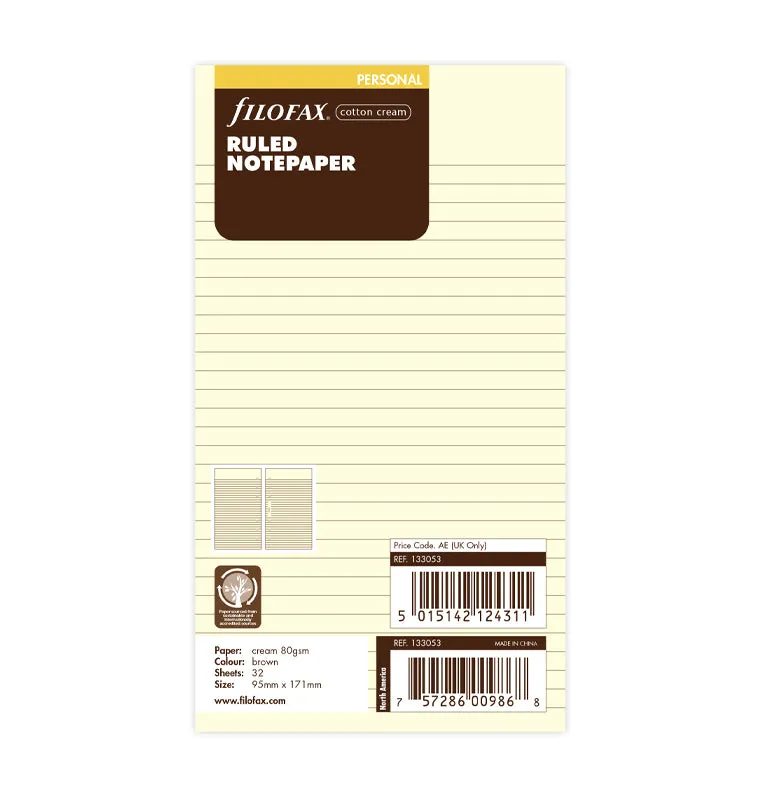 filofax-notizpapier-cotton-cream-liniert-personal-20-blatt image 1