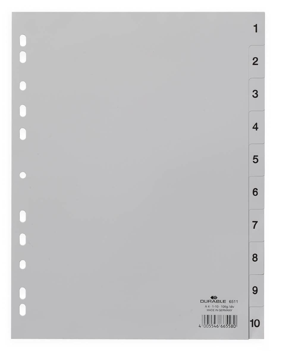 durable-duraquick-zahlenregister-a4-1-10-pp-grau-volldeckend-25-st-ck-651110 image 1