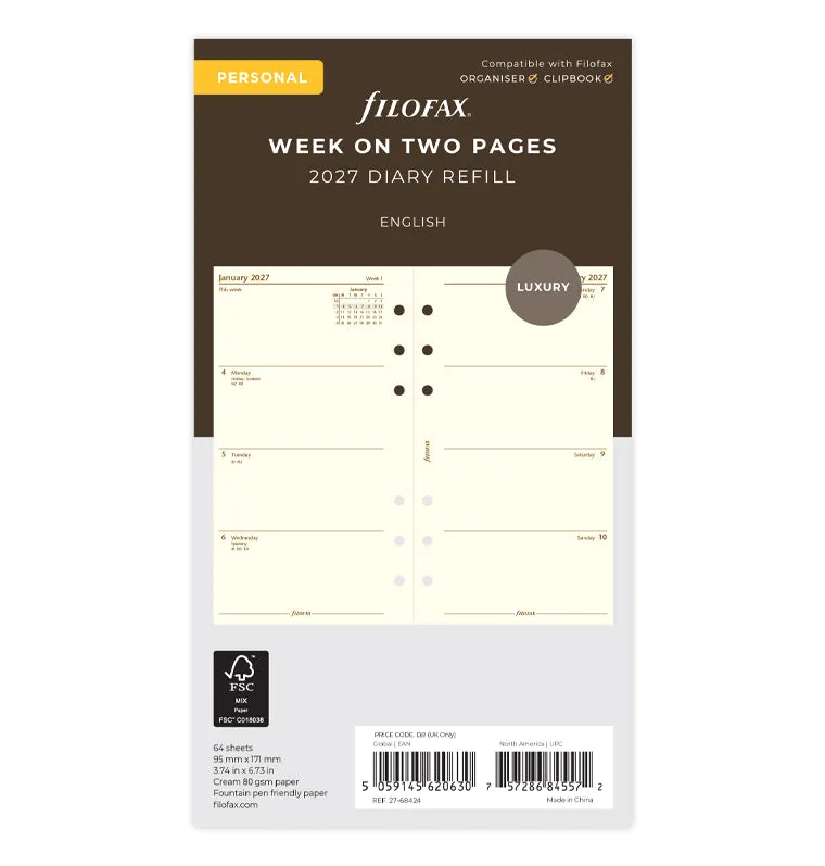 filofax-personal-2027-kalendereinlage-1-woche-2-seiten-englisch-cotton-cream image 1