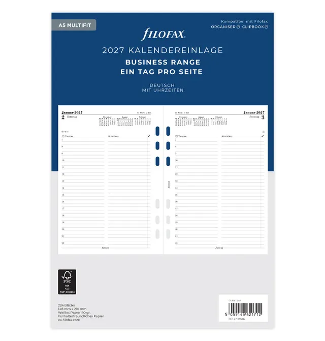 filofax-2027-a5-kalendereinlage-1-tag-1-seite-deutsch-multifit image 1