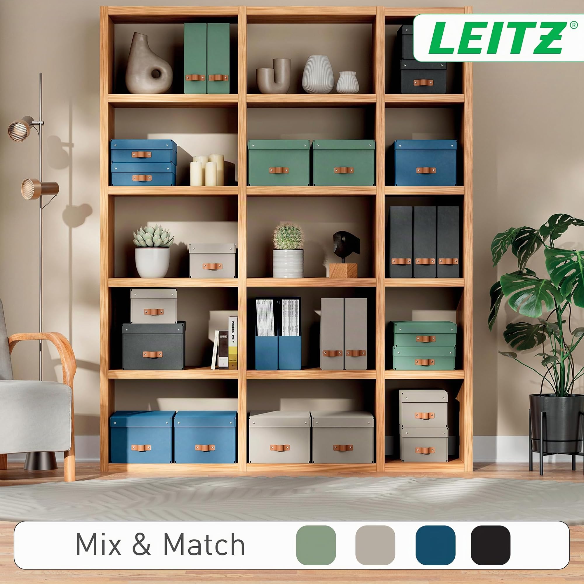 leitz-puro-aufbewahrungsbox-medium-17-l-gr-n-2er-set-mit-deckel-61490050 image 6