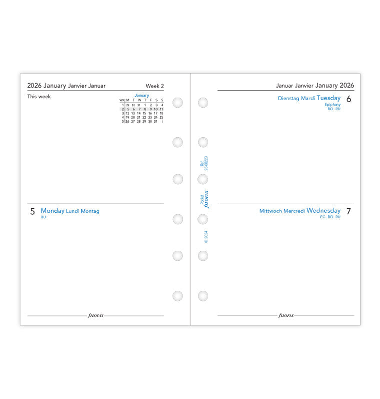 filofax-kalendereinlage-2-tage-1-seite-multilingual-pocket-2026 image 4
