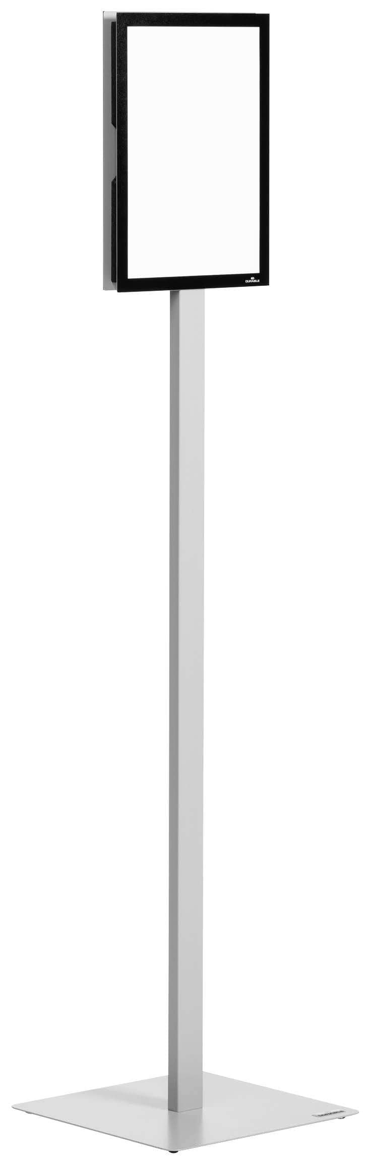 durable-info-stand-basic-infost-nder-a4-drehbar-grau-mit-2x-duraframe-magnetic-s image 1