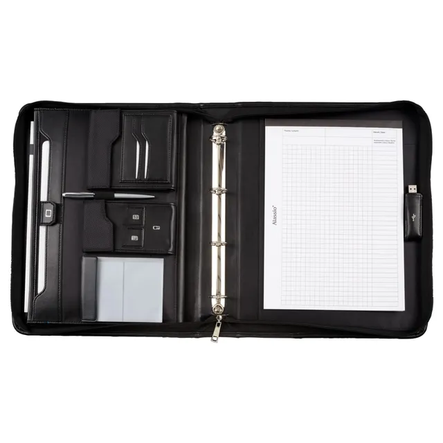 alassio-salerno-orgamappe-a4-schwarz-mit-tabletfach-und-ringmechanik image 1