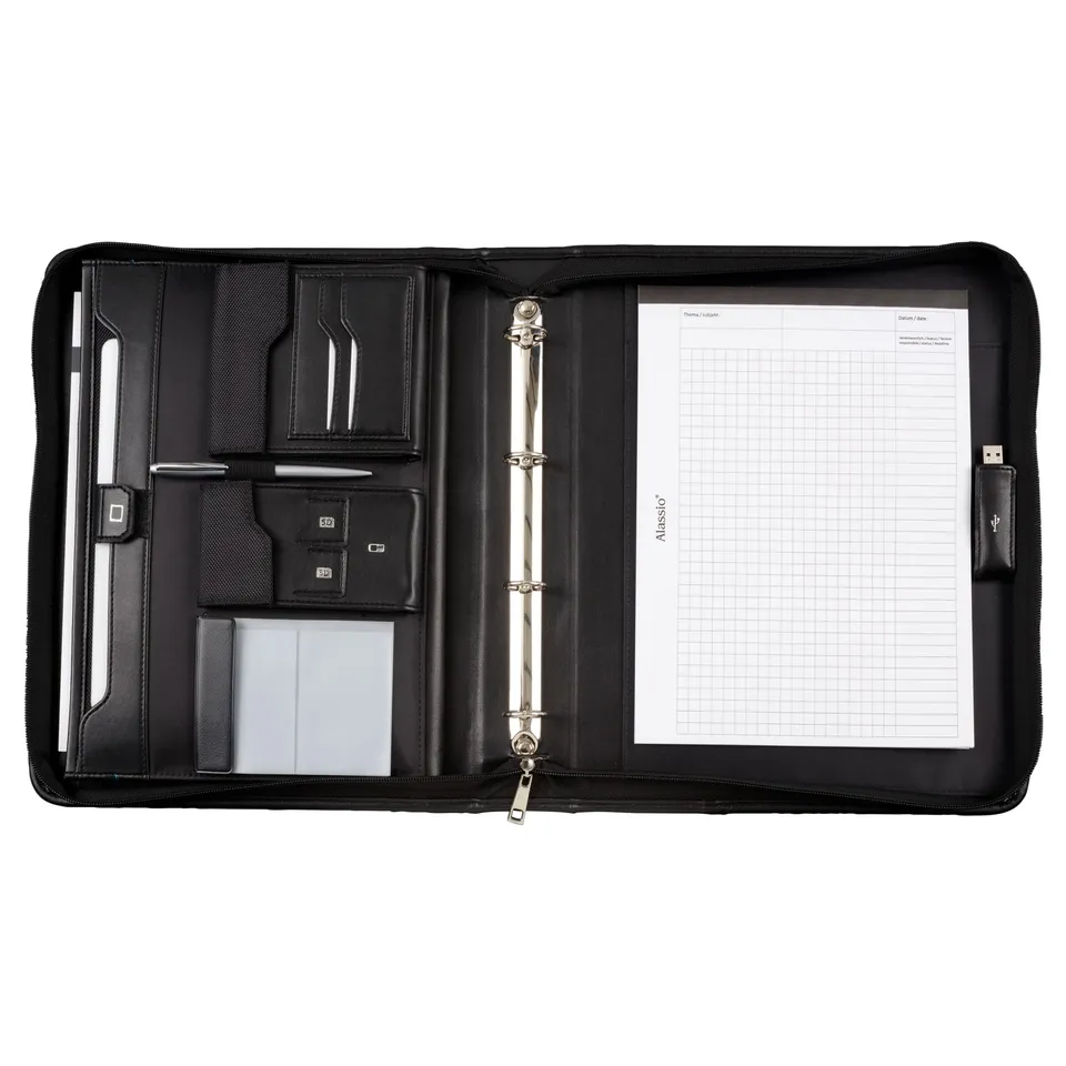 alassio-salerno-orgamappe-a4-schwarz-mit-tabletfach-und-ringmechanik image 1
