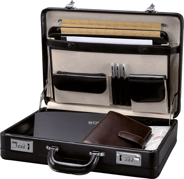 alassio-attach-koffer-taormina-leder-schwarz-45-5-cm-mit-zahlenschloss image 1