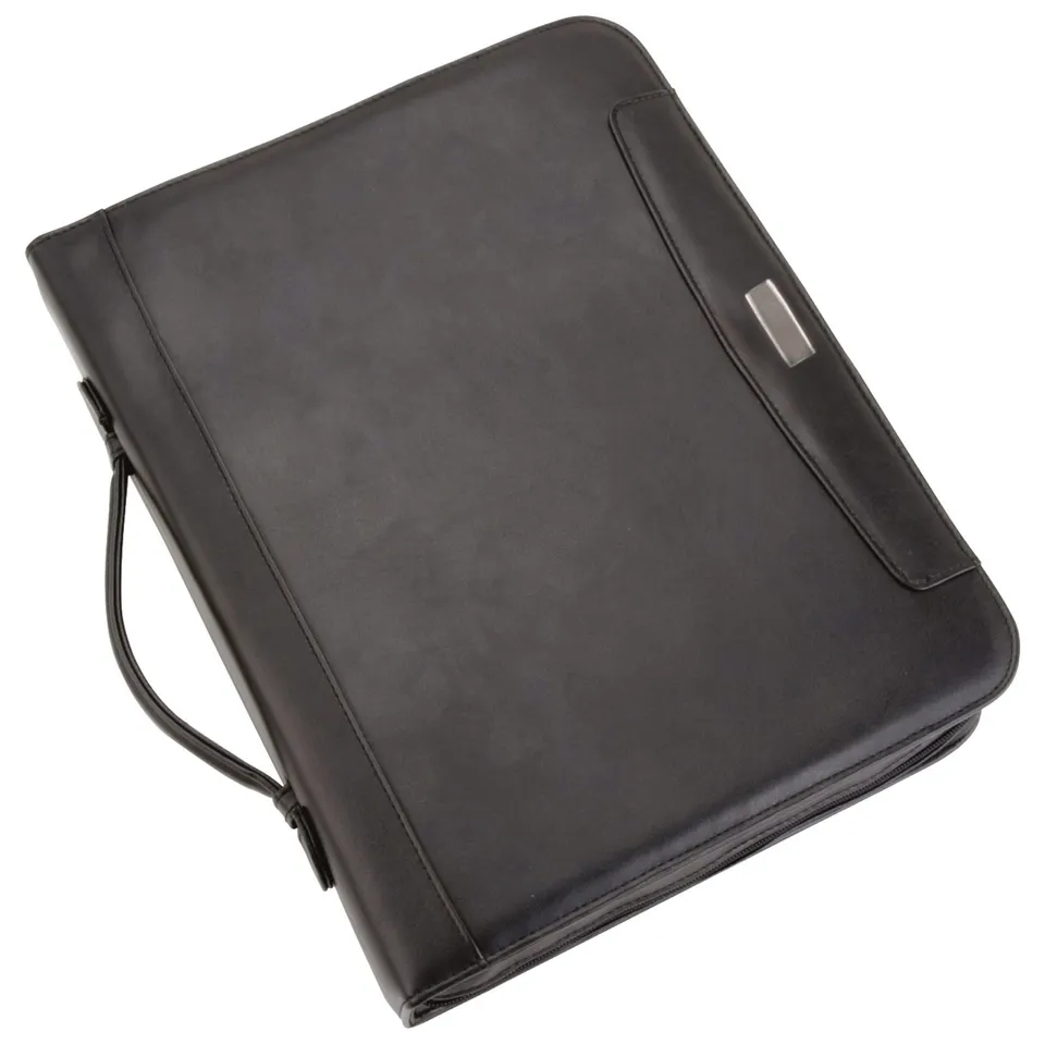 alassio-ringbuchmappe-a4-porto-schwarz-finetouch-mit-taschenrechner-und-griff image 1