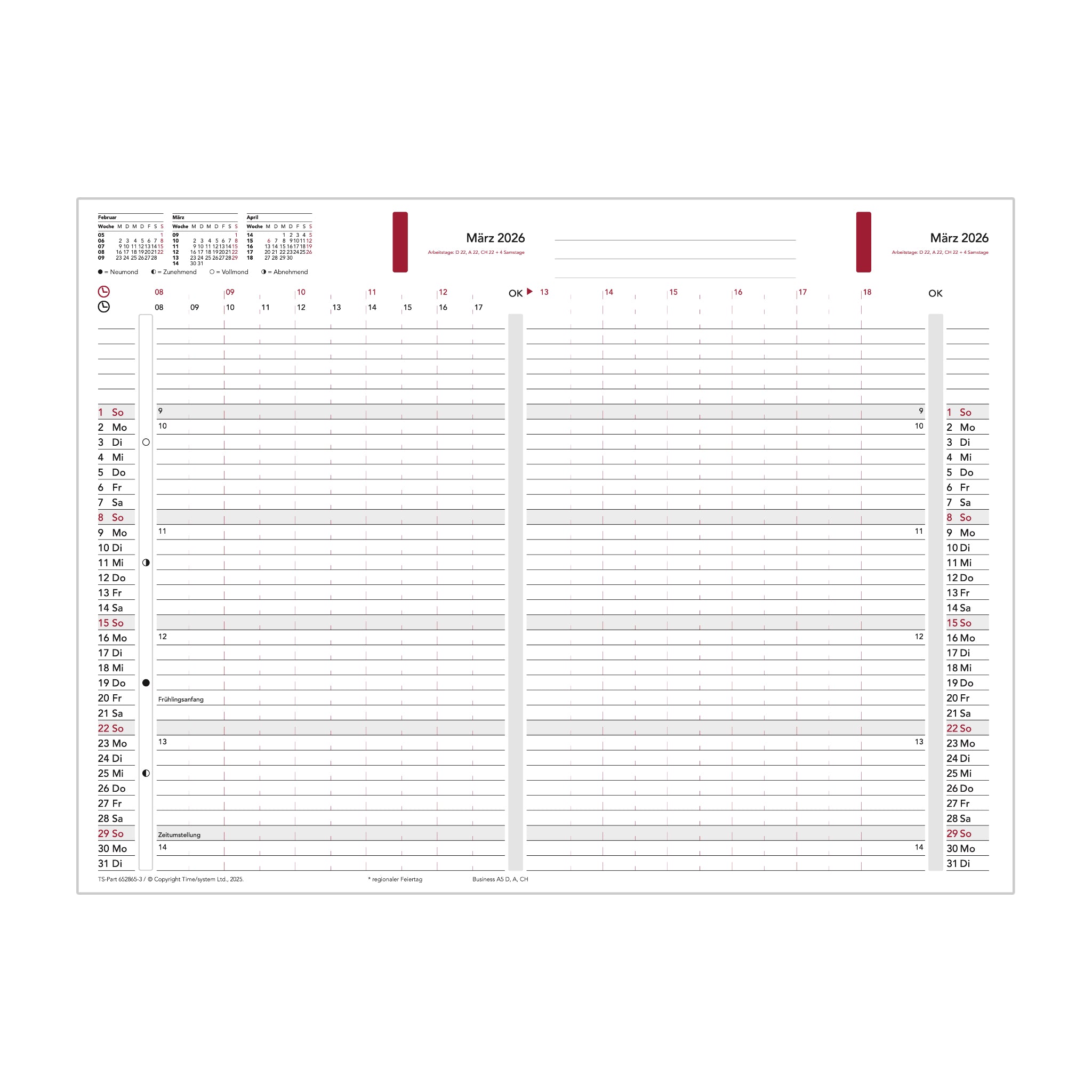 time-system-business-a5-monatspl-ne-2026-12-bl-tter-zum-ausfalten image 1