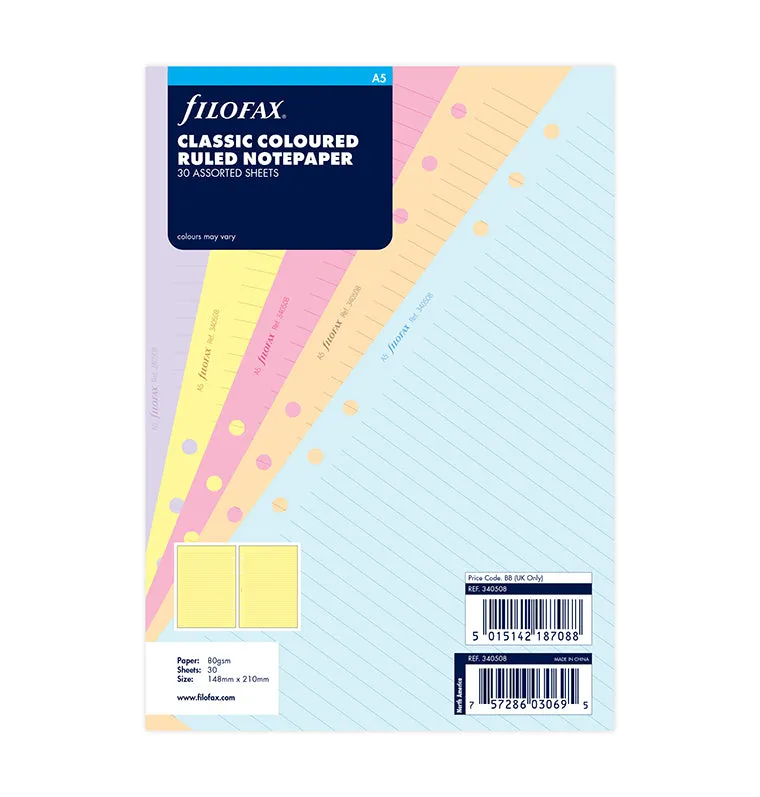 filofax-notizpapier-classic-sortiert-liniert-a5-30-blatt image 1